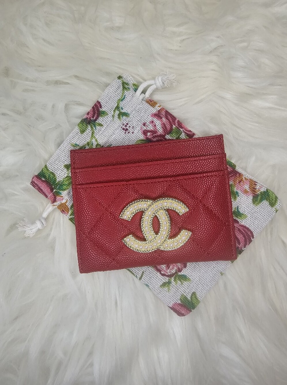 Textured Quilted Red Women's Card Holder Wallet